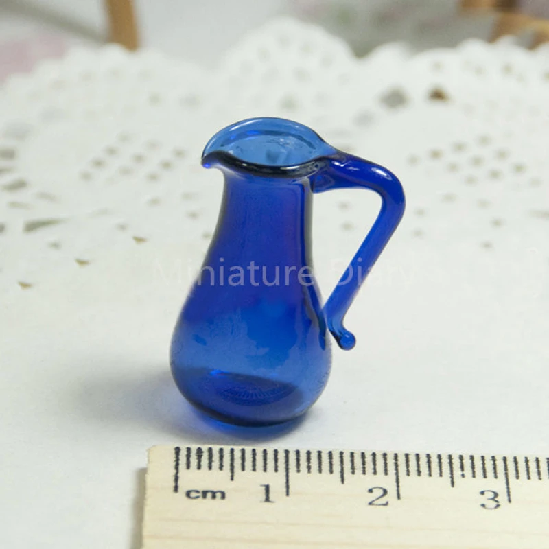 1:12 skala play puppe haus blau glas 2 topf 6 tasse 1 gericht set miniatur puppenhaus küchenmöbel zubehör spielzeug