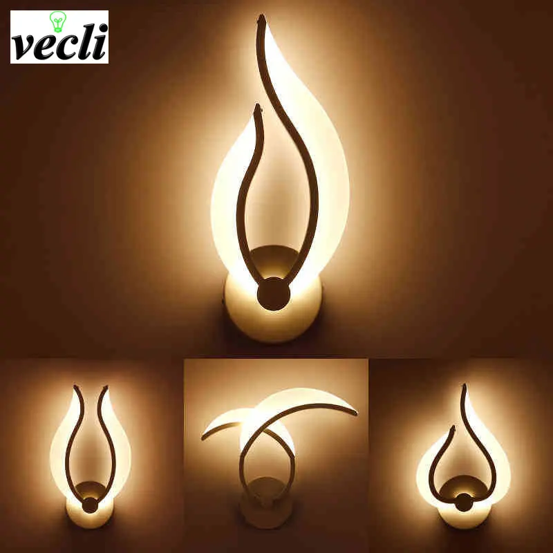 

Modern led acryl wall lamp 110V 220V 9W bedroom bedside light foyer study decoration Sconce