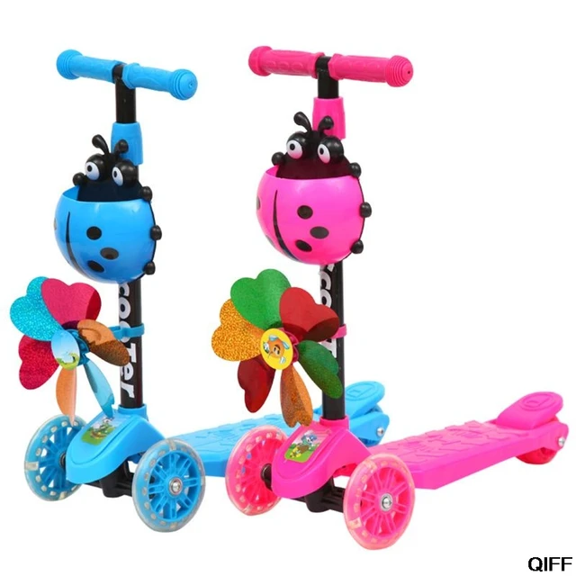Dropshipping Windmill Ladybug Scooter Foldable and Adjustable Height Lean to Steer 3 Wheel Scooters for Toddler Kids Boys Girls 1