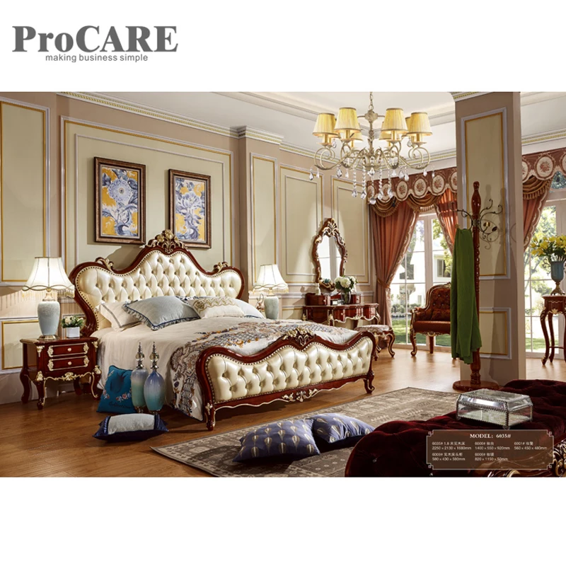 European leather wooden bed designs king size bed models - 6035