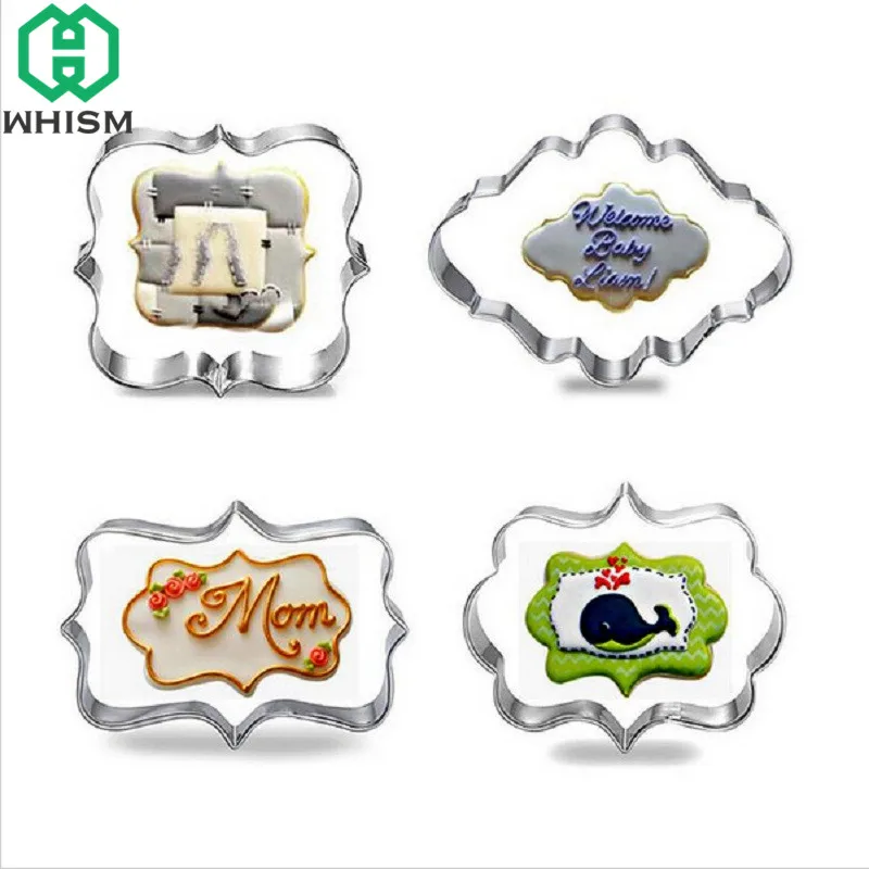 

WHISM 4pcs Stainless Steel Cookie Cutters Square Diamond Rectangle Shape Biscuit Stamps Baking Cookie Biscuit Cutters Bakeware