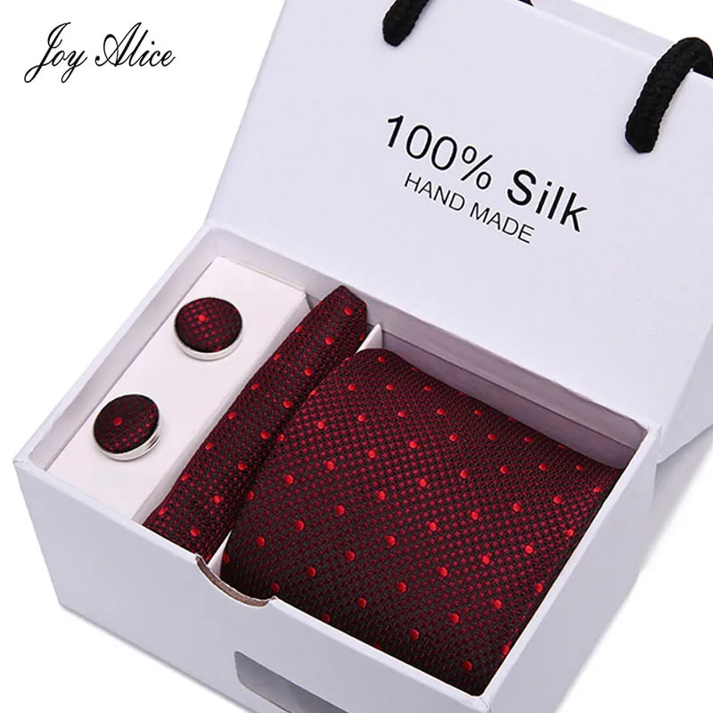  3 Inch 7.5cm Wide Plaid Classic Mens Neckties Wedding Fashion Party Man Tie Handkerchief and Cuffli