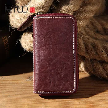 

AETOO Leather car key bag, men's multi-functional leather large-capacity key bag, car key universal key cover