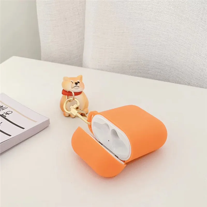 Милый Шиба ину беспроводной с функцией Bluetooth, силиконовая крышка для Apple Airpods чехол для Air Pods кожухи головных телефонов брелок с фигурками из мультфильмов брелок