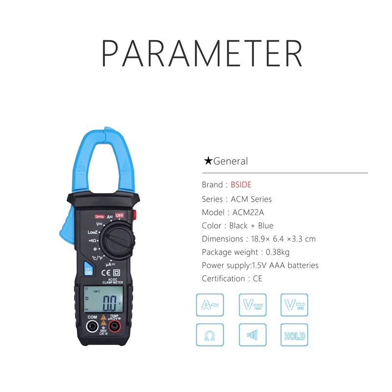 

600A Digital Multimeter DC AC Current Tester Digital Clamp Ammeter High-Precision Frequency For Testing Resistance Voltage Meter