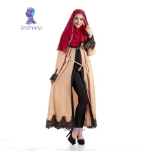 Free Shipping new fashion abaya for women lace long sleeve muslim dress Islamic turkish women clothing Djellaba Robe Musulmane
