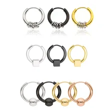 Модные серьги-кольца из нержавеющей стали маленькие круглые квадратные бусы для женщин мужчин Панк Хип-хоп подарочные украшения для ушей 1 штука