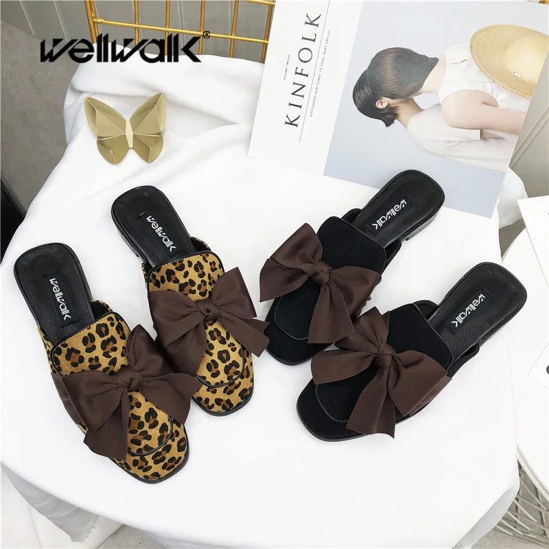 Wellwalk Designer Slippers Women Flat Mules Shoes Ladies Slides Female