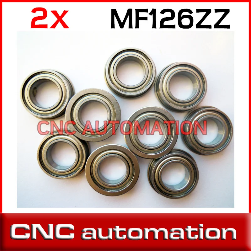 2 x MF126zz Mini Metal Double Shielded Flanged Ball Bearings 6mm*12mm*4mm