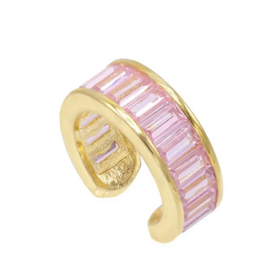 

1 piece no piercing clip on earring bezel baguette pastel rainbow cz circle ear cuff earrings for women