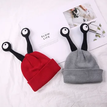 

Cute Baby Tentacle Eyes Hat Toddler Knitted Crochet Baby Two Antennae Cartoon Photography Props Children Warm Hat Beanies