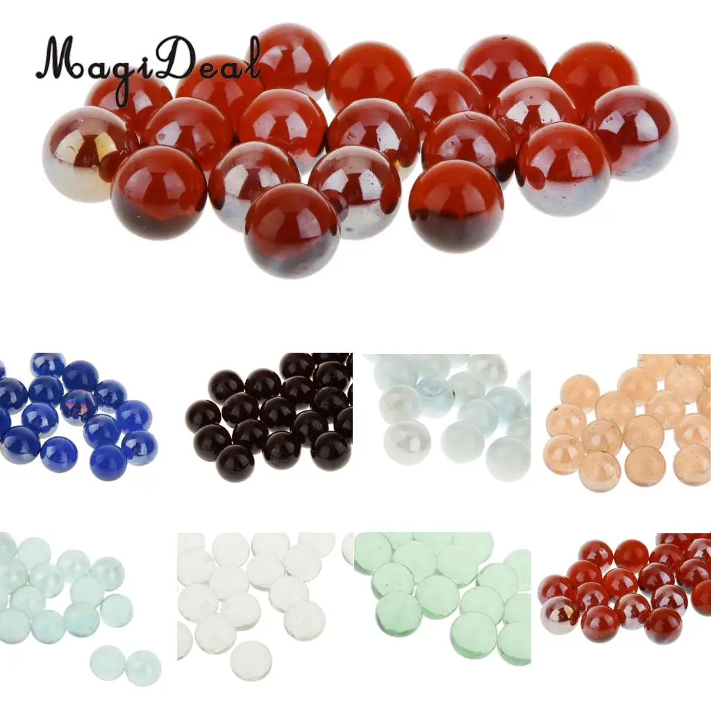 

MagiDeal 20Pcs/Pack 16mm Assorted Glass Marbles Traditional Game Play Gag Toy Gift for Kids Children 8Colors