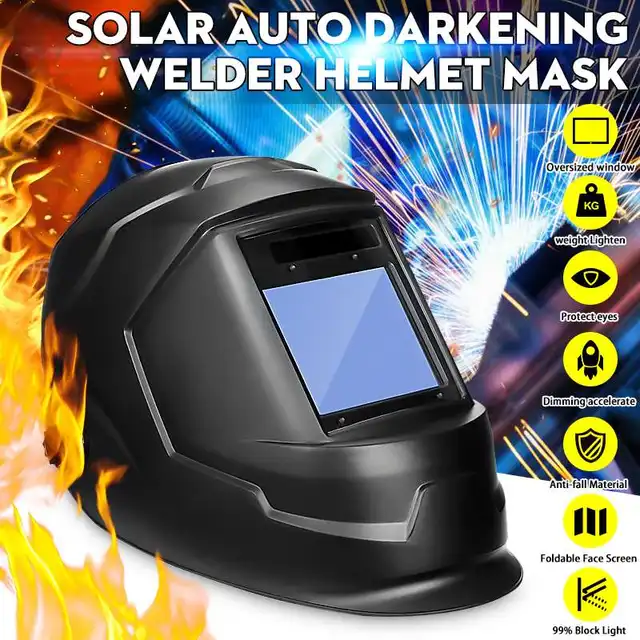 US $29.57  Solar Power Auto Darkening Adjustable Shade Range DIN 9-13/Rest DIN 4 Welding Helmet Large View Are