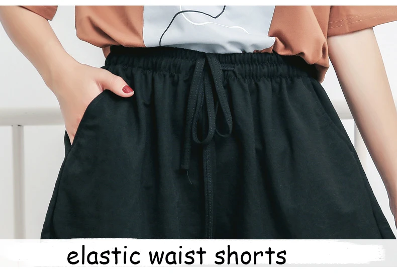 Лето Высокая талия Для женщин плюс Размеры шорты для Для женщин широкие брюки линии шорты Для женщин 5XL эластичный пояс свободные короткие
