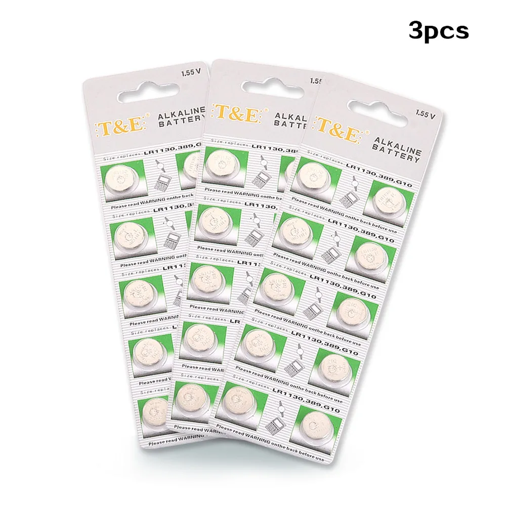 3Pack/30Pieces AG10 LR1130 389 390 1.5V Alkaline Button Cell Coin Battery Wholesales Disposable Calculator Toys Batteries | Электроника