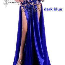 Длинная юбка для танца живота, сексуальные костюмы для танца живота, юбки, двухсторонние разрезы, юбка с двойным разрезом, 14 цветов(без пояса