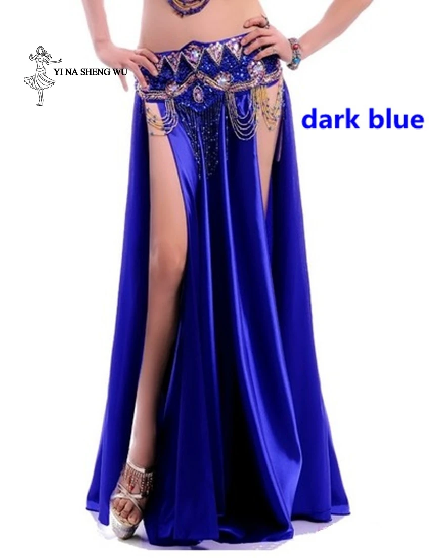 

Belly Dance Long Dance Skirt Sexy Belly Dance Costumes Skirts Both Sides Slits Double Split Skirt 14 Colors (No Belt)