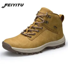 Feiyitu/зимние Ботинки martin; Повседневная обувь; мужские ботинки; Botas; теплые кожаные ботильоны; Осенняя мужская обувь на плоской подошве; кожаная Рабочая обувь на платформе