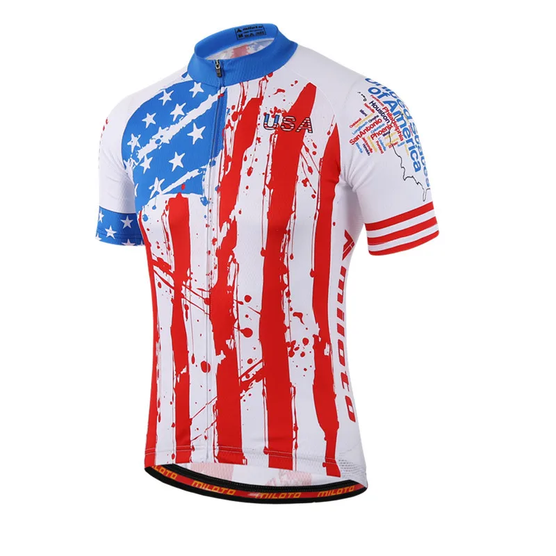 USA Red white Cycling Jersey Men bike clothing bicycle top Ropa