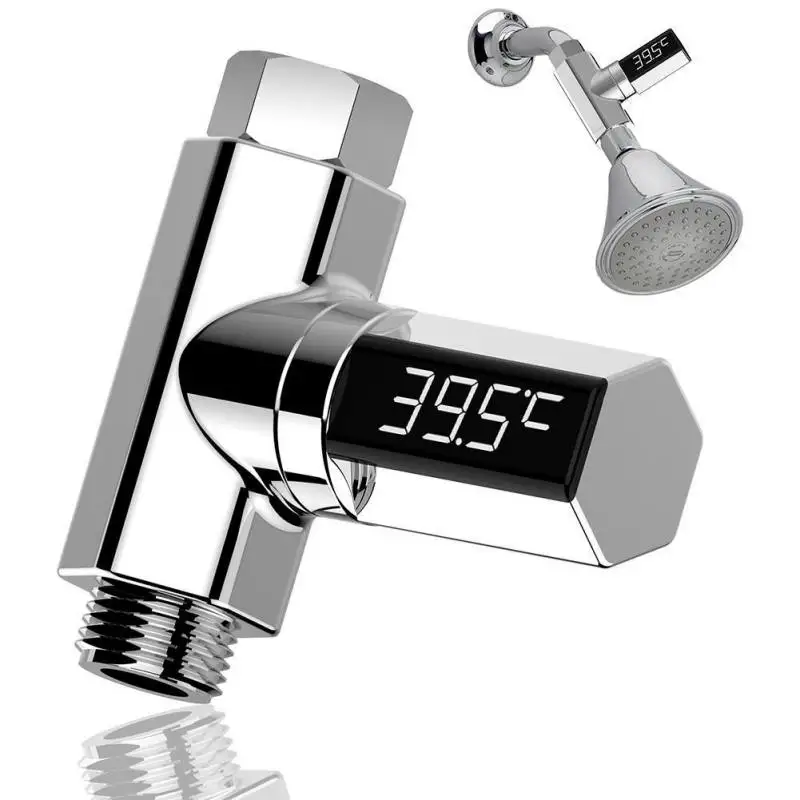 

Smart LED Home Water Digital Shower Thermometer Flow Self-Generating Electricity Water Temperature Meter Monitor For Baby Care