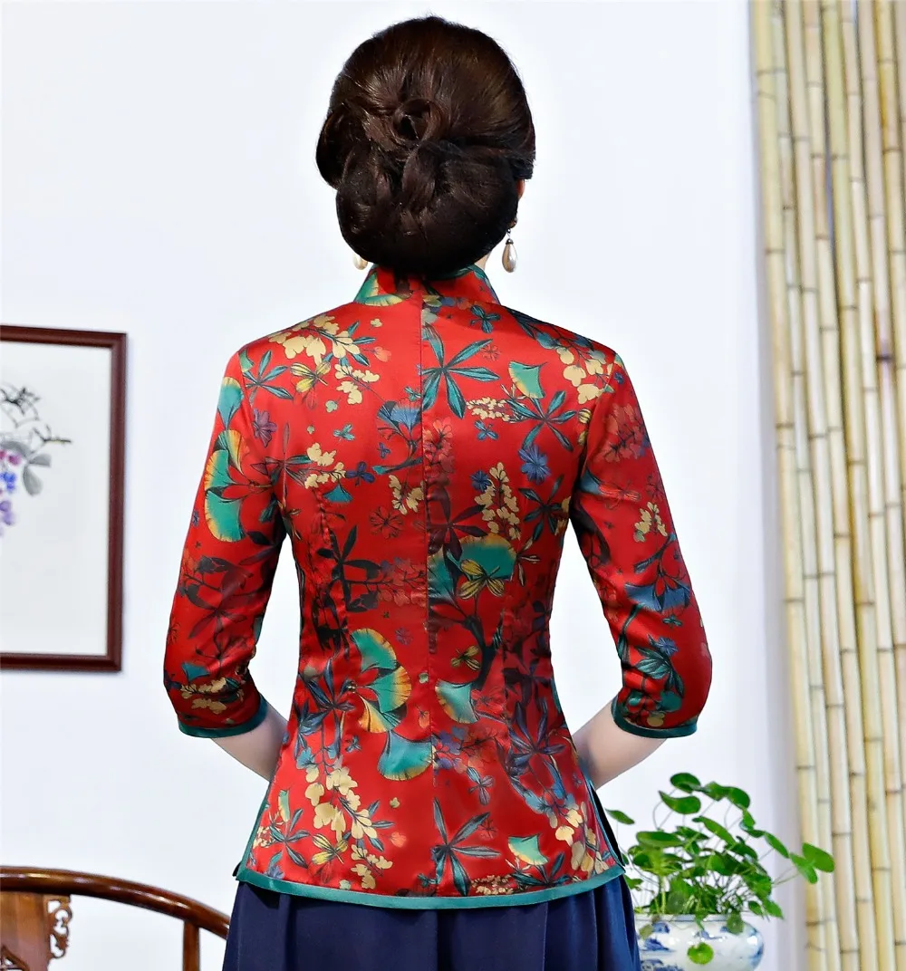 Шанхай история Китайский традиционный Топ цветочный Cheongsam топы короткий рукав китайский Топ для женщин китайская блузка Qipao рубашка