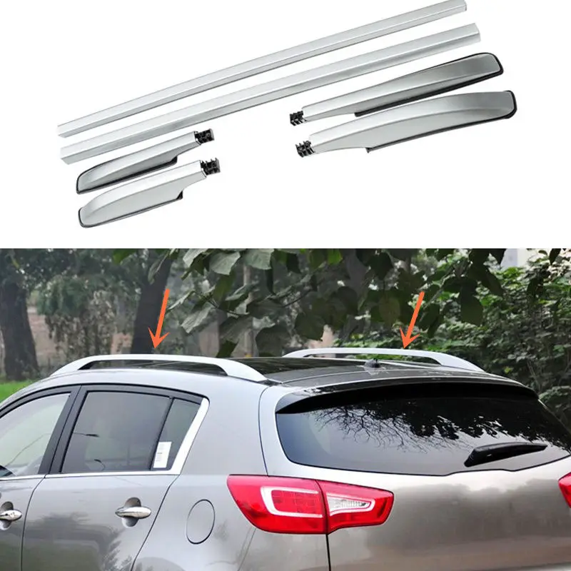 For KIA Sportage R 2010 2015 A Pair Silvery Roof Rack Rail Mount