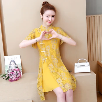 

2020 mermaid evening dresses long girls chinese traditional wedding dress retro cheongsam gown lace qipao women qipao dress