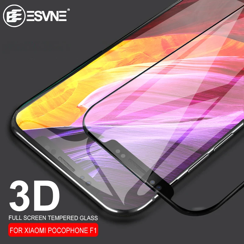 ESVNE 3D Full cover 9H protective glass on For Xiaomi PocoPhone F1 Tempered Glass HD Screen Protector | Мобильные телефоны и