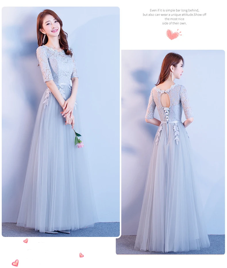Mingli Tengda элегантное серое длинное платье подружки невесты 2019 новое простое с круглым вырезом платье с короткими рукавами для вечерние vestido de