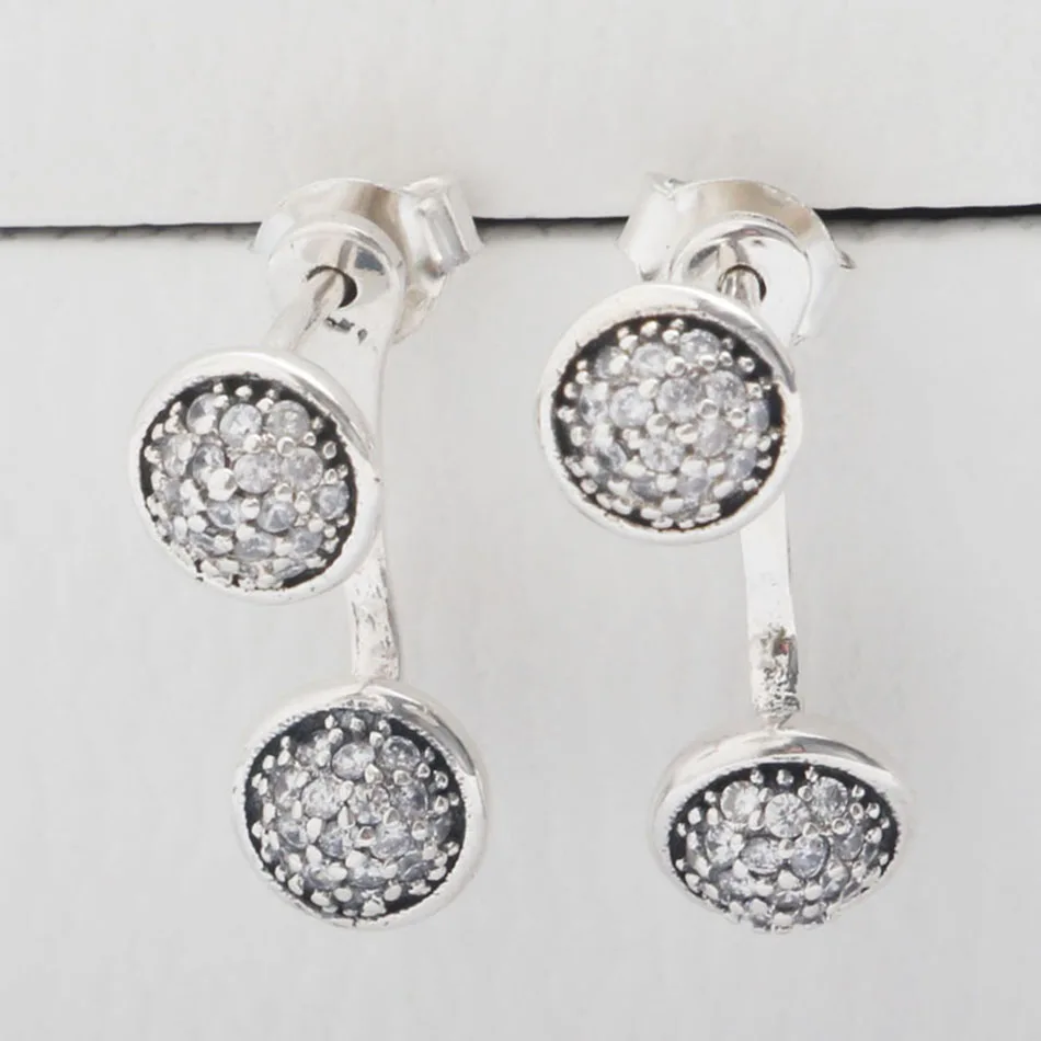 

Authentic 925 Sterling Silver Earring Dazzling Droplets With Crystal Stud Earrings For Women Wedding Gift fit Lady Jewelry