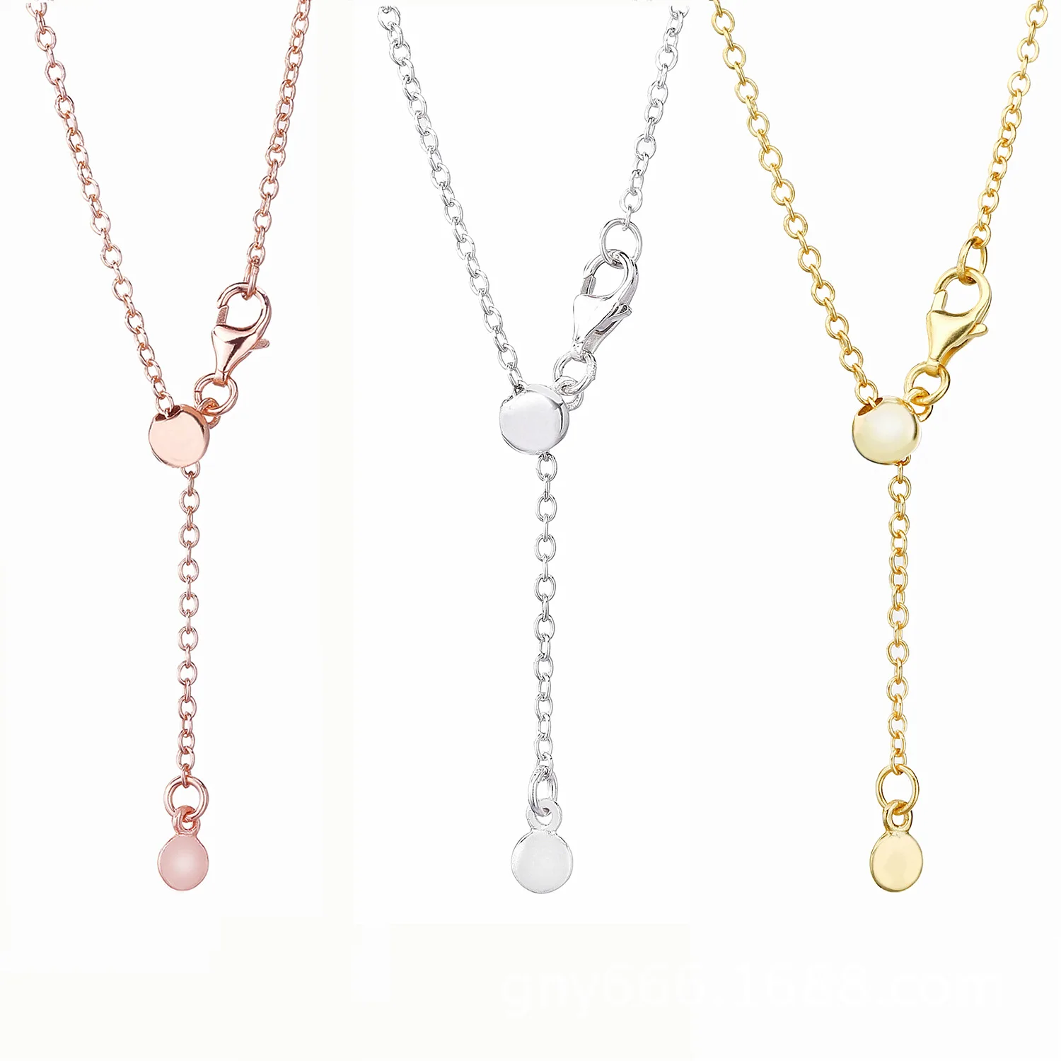 Rose & Gold Color & Silver Sliding Clasp Chain Necklace For Women