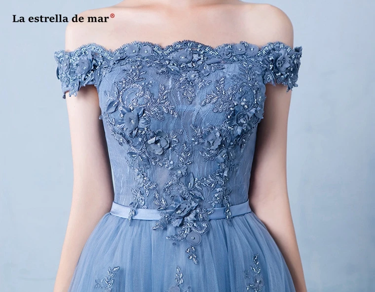 Vestidos de dama de honor mujer2019 Новое кружевное платье с бисером и вырезом лодочкой, с короткими рукавами, ТРАПЕЦИЕВИДНОЕ, голубое, серое, черное, свадебное платье для гостей в пол