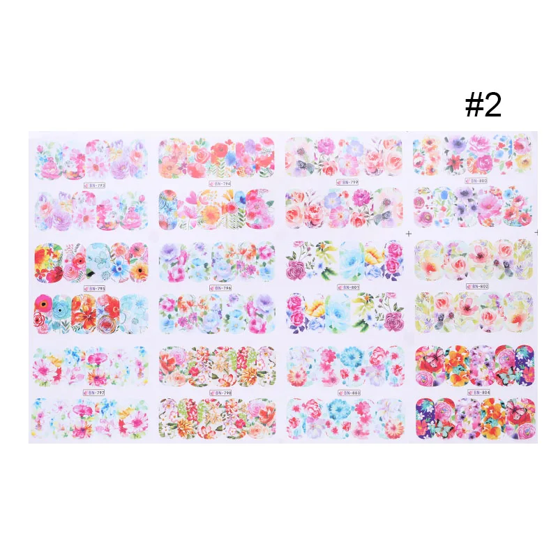 1 лист, переводные наклейки для ногтей с водой, цветок розы, арбуз, лист, цветной маникюр, сделай сам - Цвет: Pattern 2