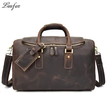 Мужская Дорожная сумка из натуральной кожи на молнии вокруг толстой коровьей кожи, сумка для путешествий, винтажный из натуральной кожи, сумка для выходных, коричневая сумка для багажа