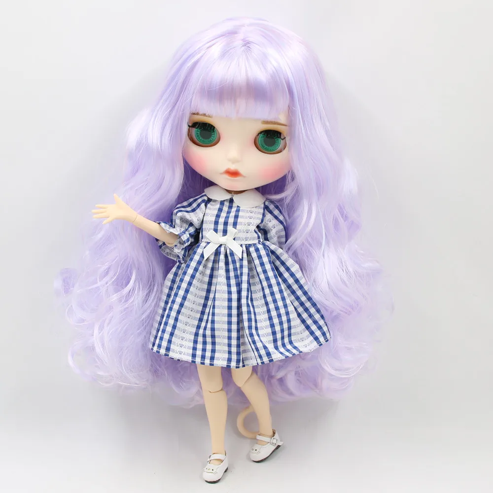 ICY Fortune Days factory blyth Кукла № BL1017/6005 Обнаженная кукла белая кожа фиолетовый смешанные синие кудрявые волосы и матовое лицо соединение тела