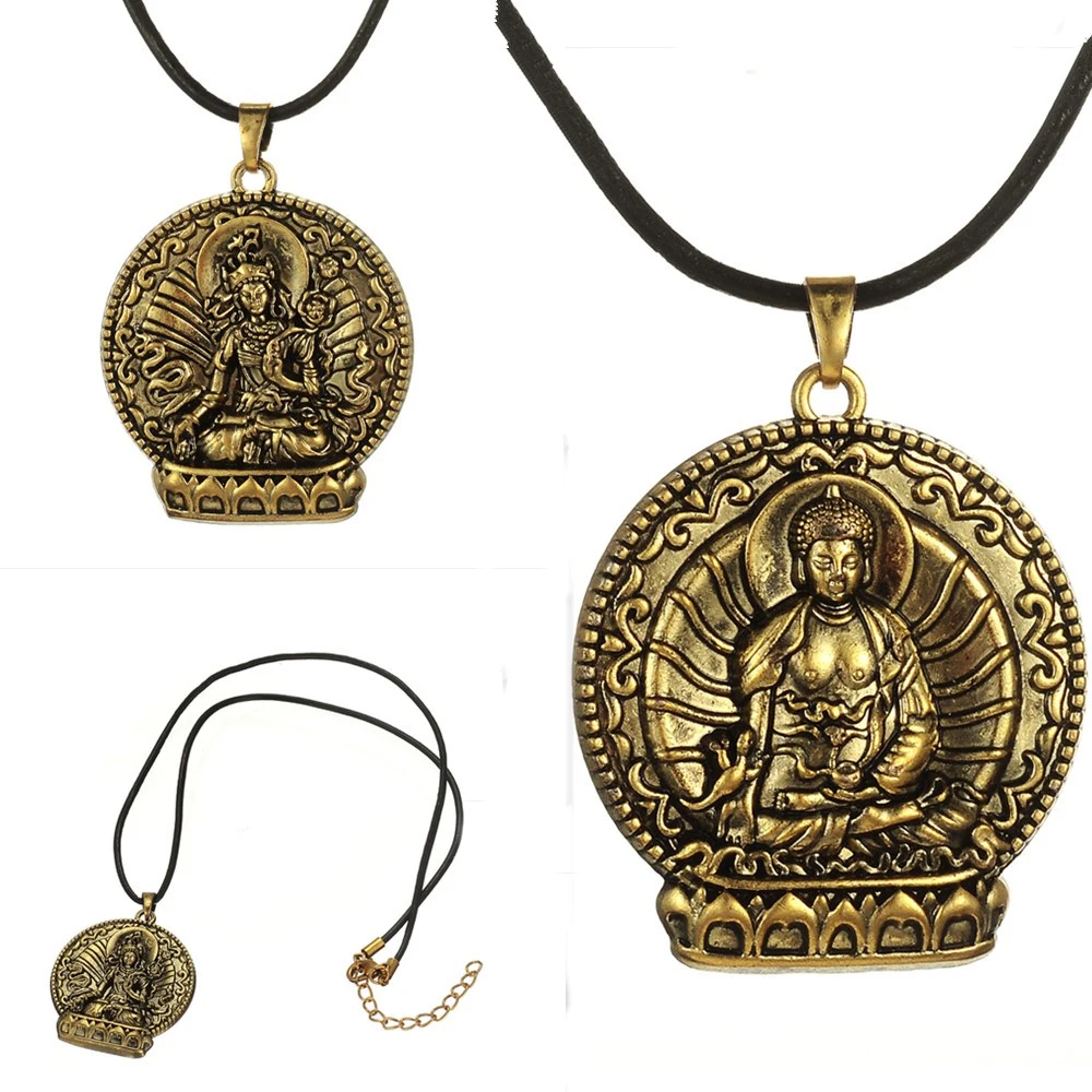 Dawapara Antique Bronze Plated Religious Mandala Buddha Necklace