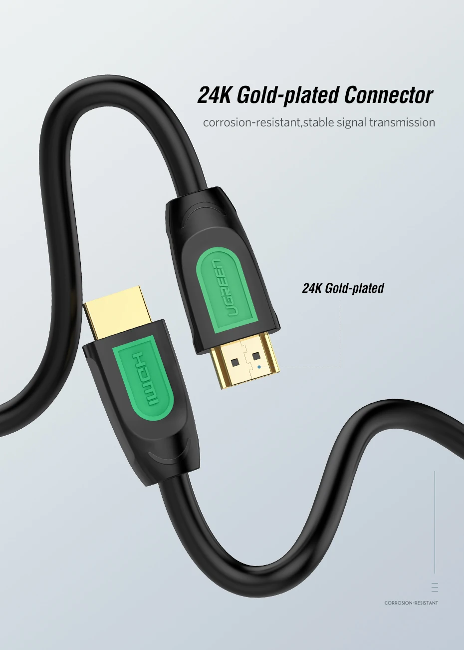 Ugreen HD101 hdmi HD кабель male-male позолоченный штекер ТВ-приставка компьютерная версия 1,4 v 3D 4K кабель для передачи данных