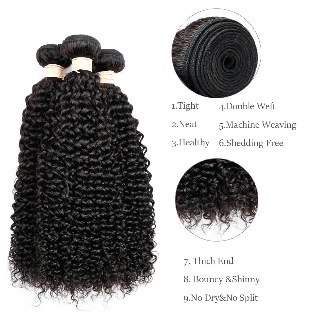 Brazilian Hair Weave Bundles Kinky Curly Hair Bundles Remy Human Hair 8-30 Inch Bundles Human Hair Extensions 1/3/4 Bundles Deal