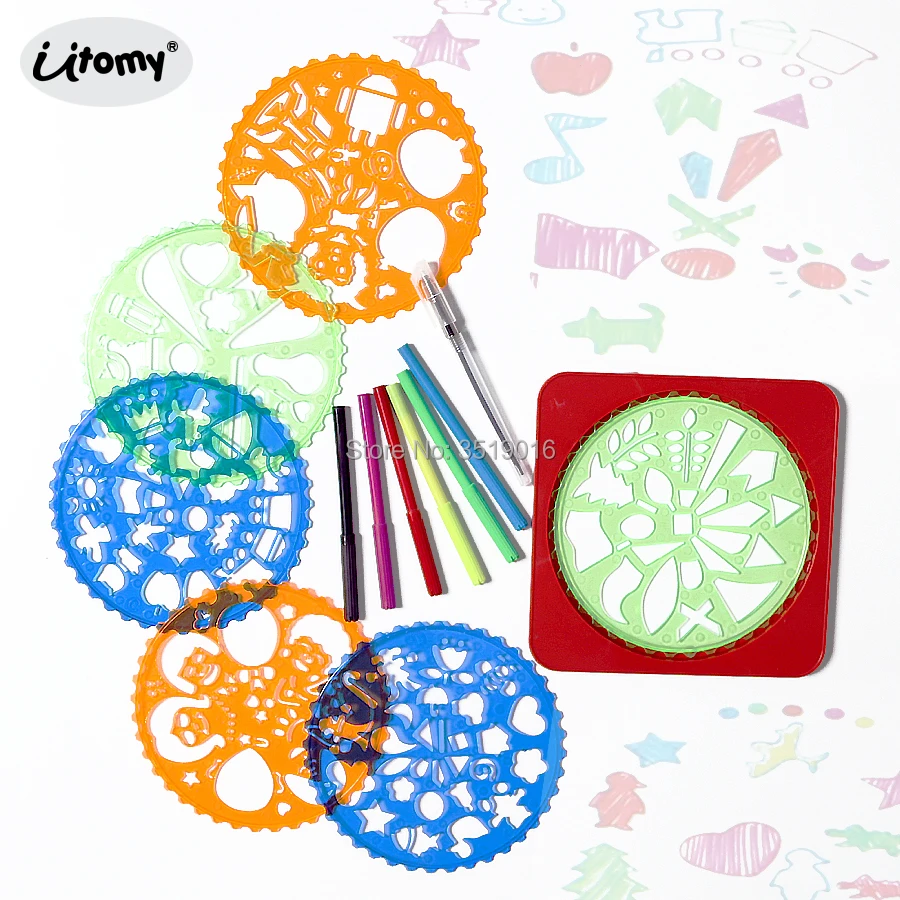 

DIY Spirograph Drawing templates Toy with fixed Board Sketcher Drawing Tools Stencils For Painting Learn Educational Toys