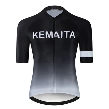

New KEMAITA Fading Black Cycling Jersey Quick Dry Racing Bike Wear Slim Fit Team Ciclismo Maillot