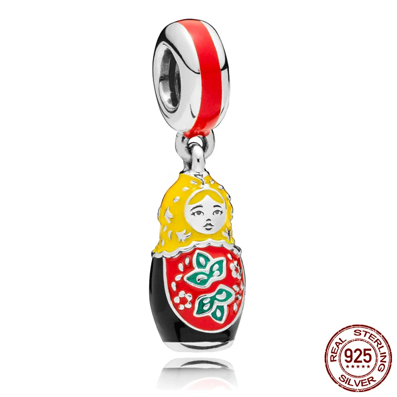 

Genuine 100% 925 Sterling Silver Beads Matryoshka Doll Pendant Charms fit Original Pandora Bracelets Women DIY Jewelry