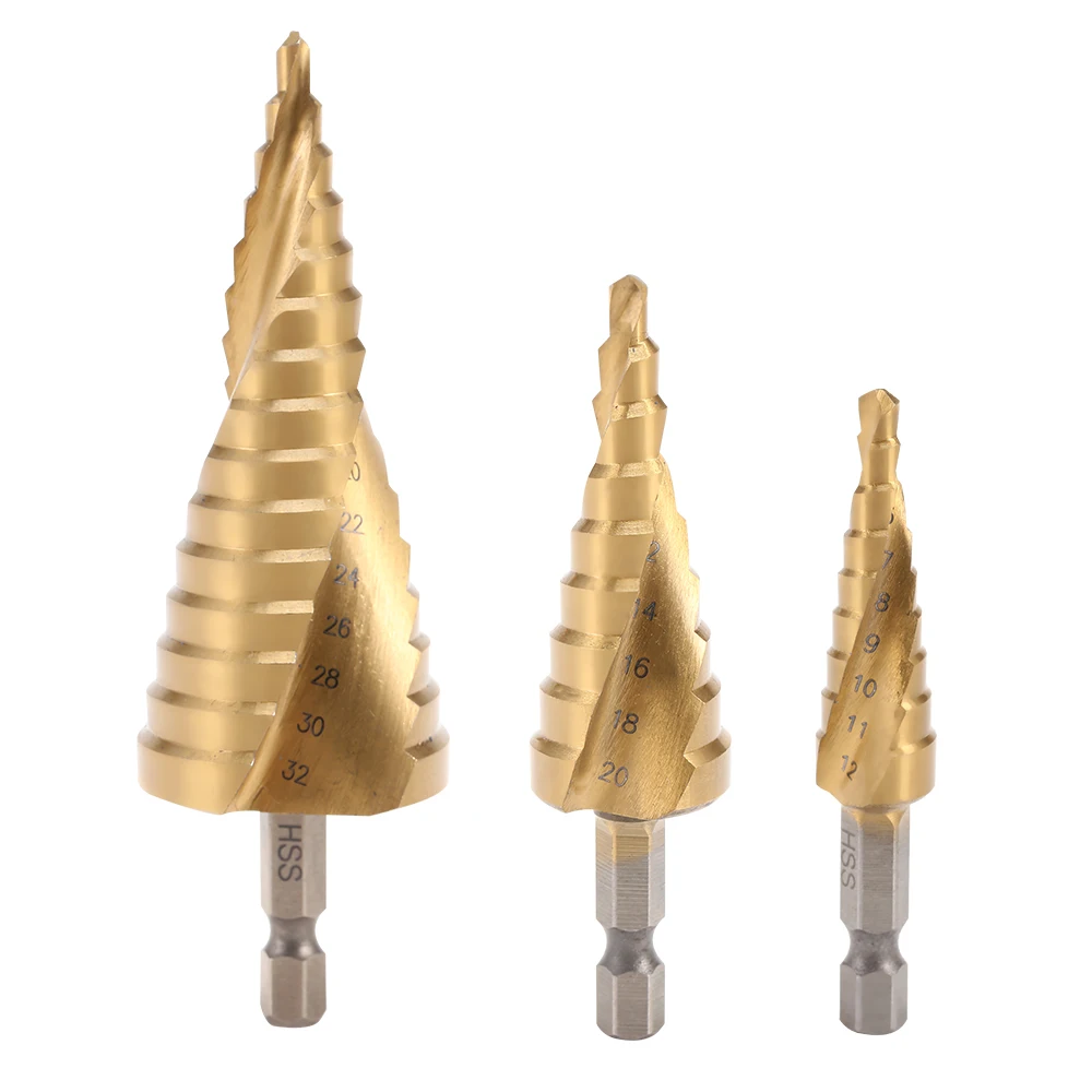 Spiral Groove Titanize Stepped Drill Hexagonal Shank Hole Sawin Drill