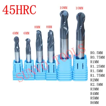 

CNC 2 flutes Ball Nose Solid Carbide End mills CNC Milling Cutter HRC45 R0.5 0.75 1 1.75 3 5mm cnc tools milling cutter