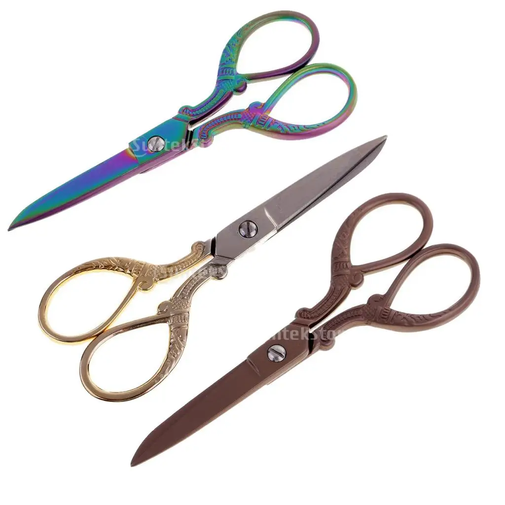 Handicraft Stainless Steel Vintage Sewing Scissors Embroidery Fabric Dressmaking Shears for DIY Crafts Cut Tools