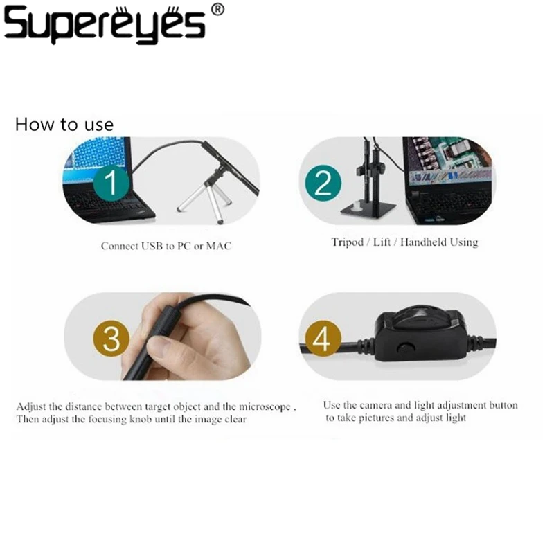 Supereyes B007 USB цифровой микроскоп настоящий 300X Портативный Камера промышленный микроскоп Лупа светодиодные металлические изделия инструмент пробел тестирование