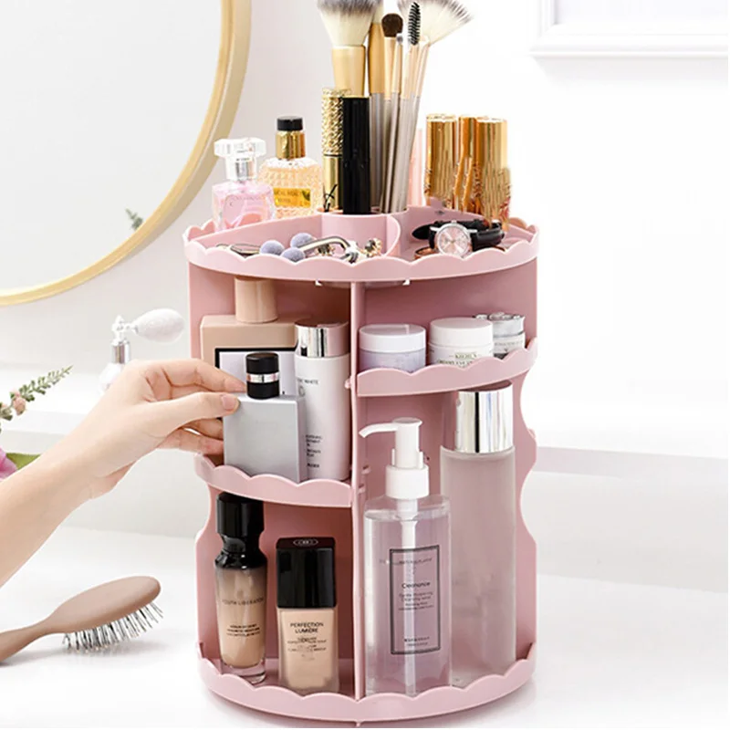  Cosmetics Rack Bathroom Organizer Rack 360 Rotating Adjustable Makeup Organizer Shelf Storage Box f