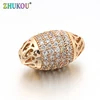 10*17mm Brass Inlay Cubic Zirconia Oval Spacer Beads DIY Jewelry Bracelet Necklace Making, Hole: 1.2mm, Model: VZ46 ► Photo 3/5