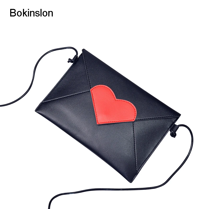 

Bokinslon Woman Small Shoulder Bags PU Leather Fashion Female Crossbody Bag Cute Love Heart Pattern Girls Bags