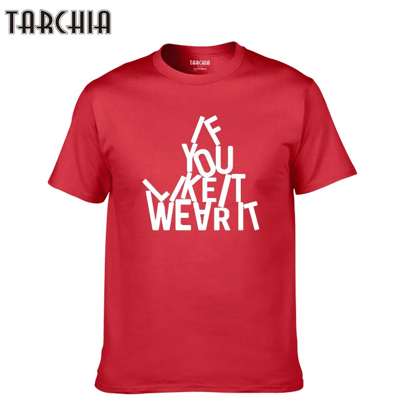 Футболка TARCHIA мужская с надписью If You It Tops стильная тенниска из хлопка короткими