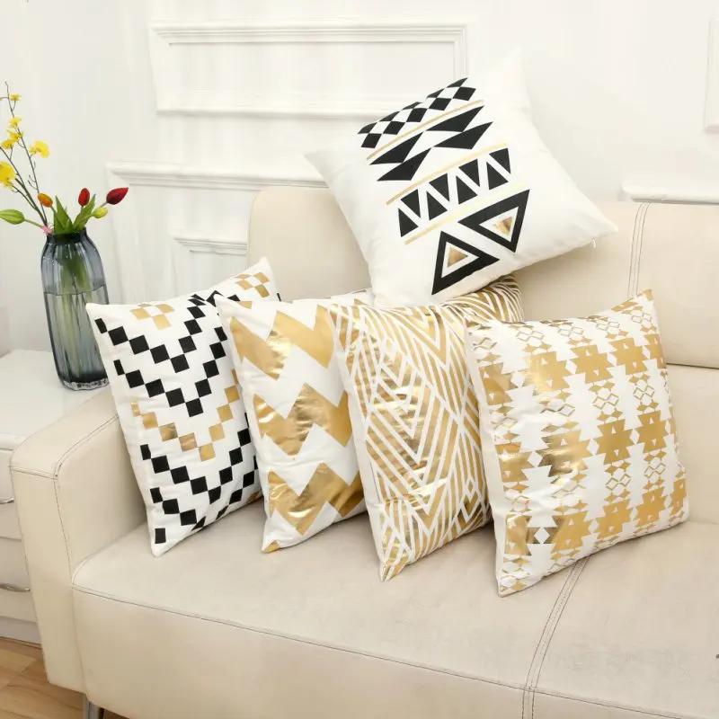 

New Style Seat Chair Car Cushion Cover pillowcase with Printed bronzing Decorative Pillow Cases Home Decorative H1